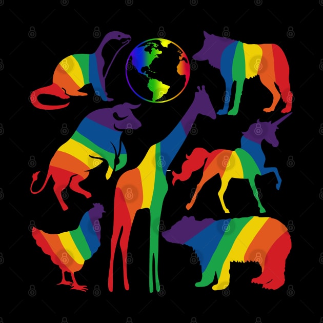 Rainbow Animals Sticker Pack & All Over Print by Slightly Unhinged