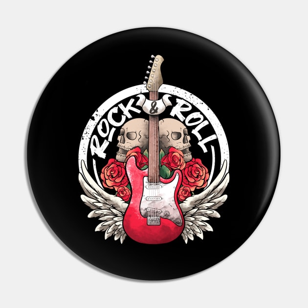 Lets Rock Rock&Roll Skeleton Hand Vintage Retro Rock Concert Pin by MerchBeastStudio