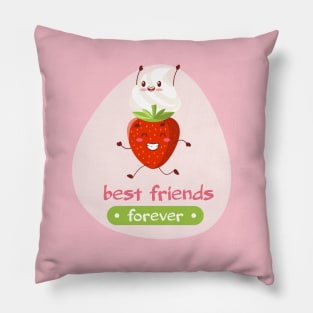 Best friends forever - Strawberry & Whipped cream T-Shirt Pillow