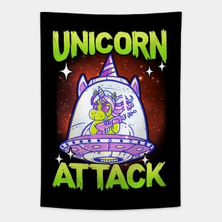 Alien Unicorn Attack Tapestry