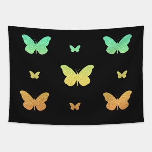 Teal Orange Ombre Faux Glitter Butterflies Tapestry