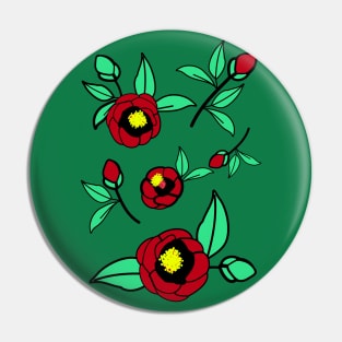 Red camellia blossoms Pin