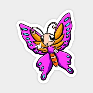 Cute Anthropomorphic Human-like Cartoon Character Butterfly in Clothes Magnet