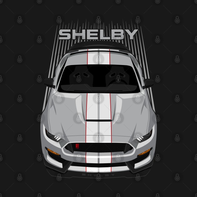 Ford Mustang Shelby GT350R 2015 - 2020 - Avalanche Grey - White Stripes by V8social