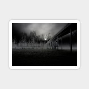 Dark Art Bridge in the Fog / Swiss Artwork Photography Magnet