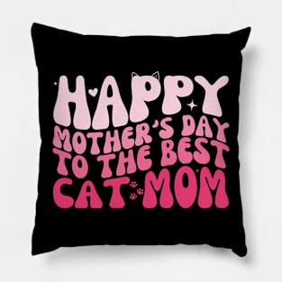 Happy Mother's Day: Best Cat Mom Ever - Retro Groovy Cat Lover Pillow