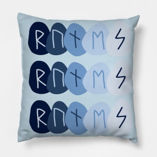 "RUNES" On Blue Pillow