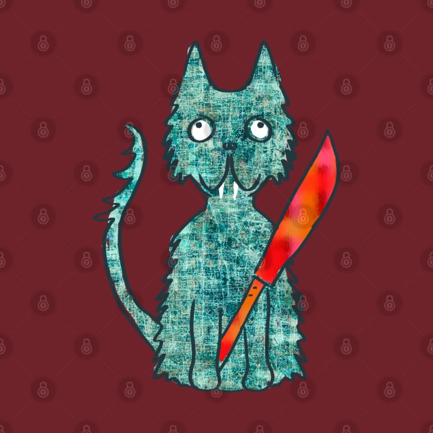 cat with knife by neteor