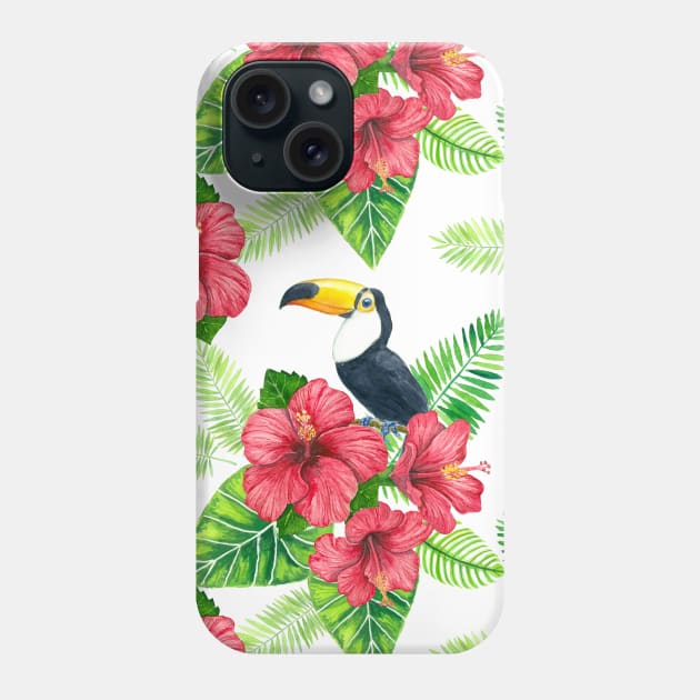 Toucan and tropical bouquet Phone Case by katerinamk