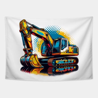 Excavator In A Pop Art Style Tapestry