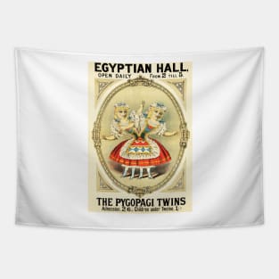 EGYPTIAN HALL The Pygopagi Twins 1880 Freak Show Circus Poster Tapestry