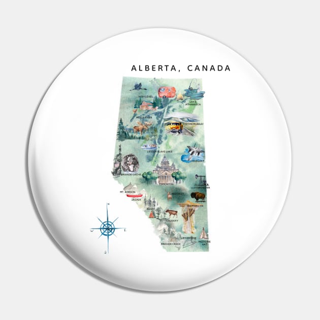 Illustrated Alberta, Canada Map Pin by crazycanonmom