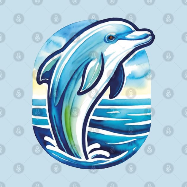 Dancing dolphin by Moxis Watercolor