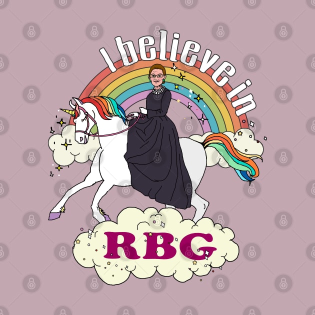 Rainbow I Believe In RBG Ruth Riding Unicorn by meowstudio