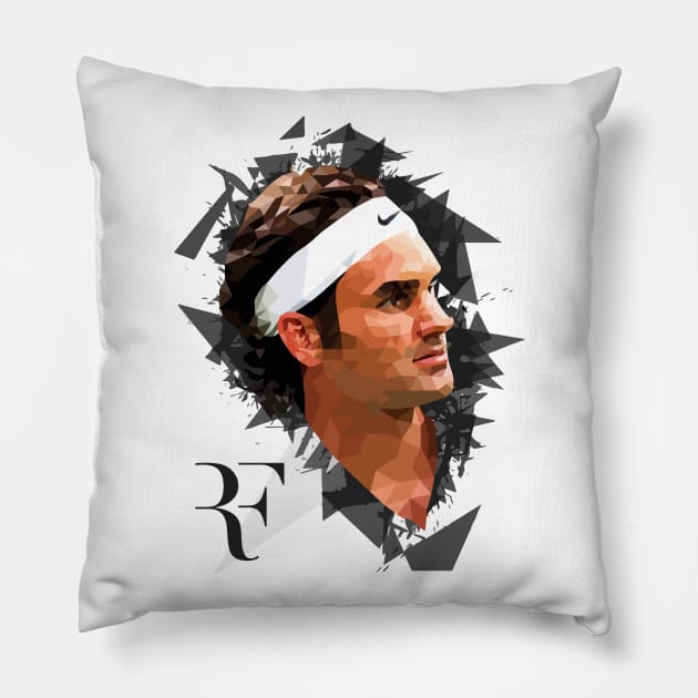 Roger Federer Abstract Pillow by inkstyl