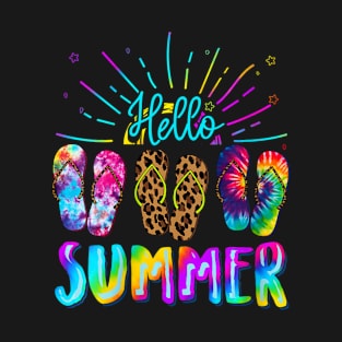 Hello Summer Cute Ice Cream Summer Vacation Flip Flops Party T-Shirt