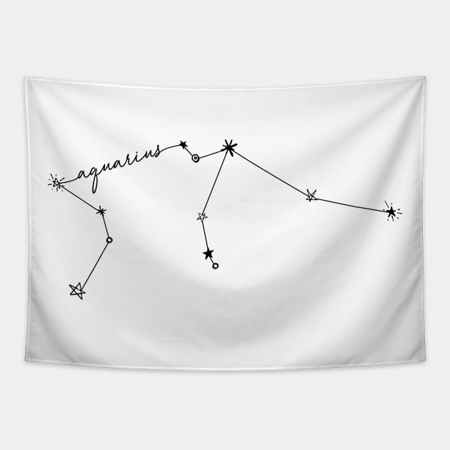 Aquarius Constellation Zodiac Drawing Sticker Tapestry by aterkaderk