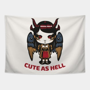 Cute as Hell Kawaii Demon Girl Tapestry