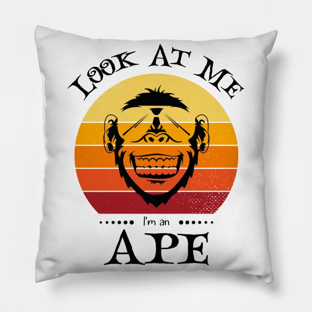 Funny Halloween Retro Vintage Ape Pillow by Art master