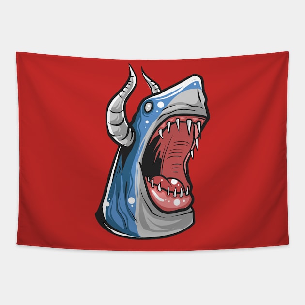 Shark Zombie Tapestry by Mako Design 