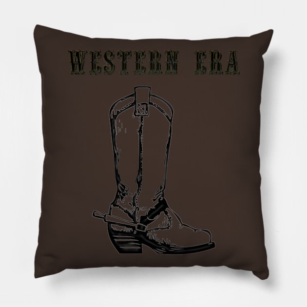 Western Era - Cowboy Boots 2 Pillow by The Black Panther