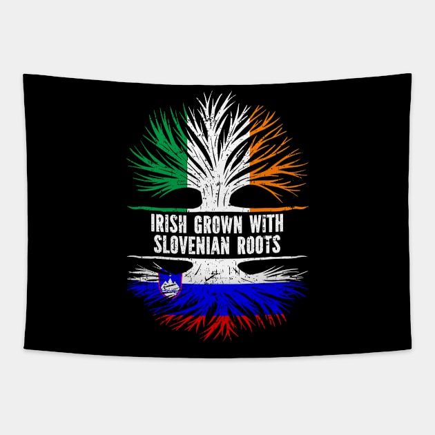 Irish Grown With Slovenian Roots Ireland Flag Tapestry by silvercoin