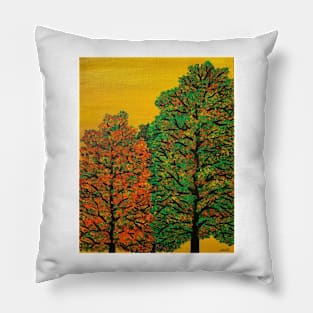 Autumn Trees At Dawn Pillow