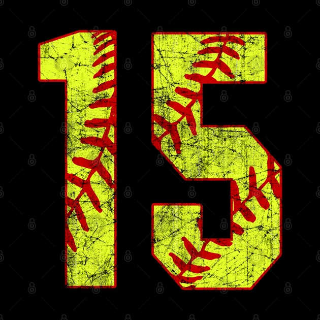 Fastpitch Softball Number 15 #15 Softball Shirt Jersey Uniform Favorite Player Biggest Fan by TeeCreations