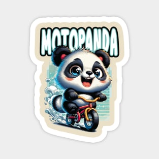 Meet MotoPanda - The Smiling Panda on Wheels Magnet