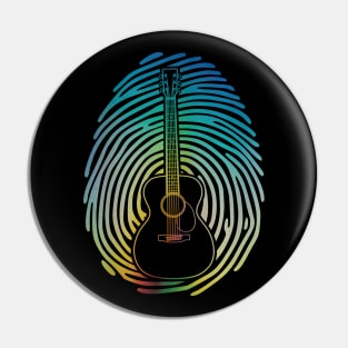 Fingerprint Acoustic Guitar Outline Colorful Theme Pin