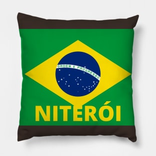 Niterói City in Brazilian Flag Pillow
