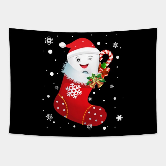Teeth Stockings Funny T-Shirt Christmas Tapestry by TeeAnimals