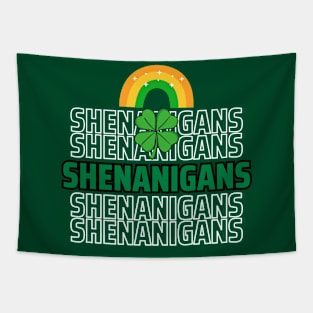 Fun St. Patrick's Day Shenanigans rainbow four leaf clover Tapestry