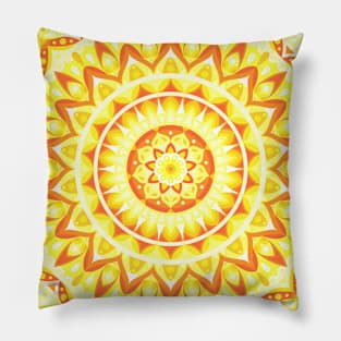 Color Wheel - Yellow Base Mandala Pillow