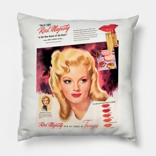 Red Majesty Lipstick Ad Pillow by WAITE-SMITH VINTAGE ART