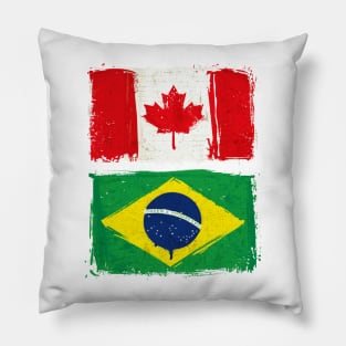 Canadian and Brazilian Flag Pillow