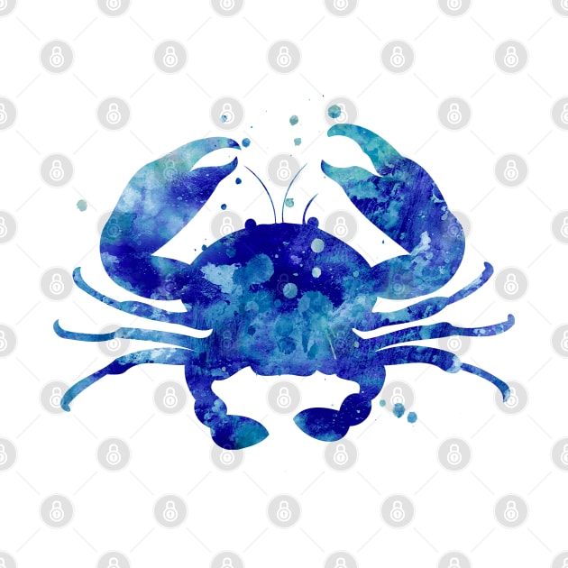 Blue Crab Watercolor Painting by Miao Miao Design