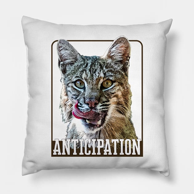 Anticipation- bobcat Pillow by Ripples of Time