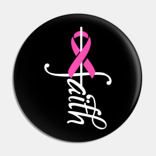 Faith Cancer Support Ribbon Breast Cancer Awareness Pin