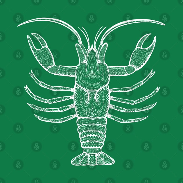 Crayfish or Crawdad Ink Art - cool animal design on green by Green Paladin