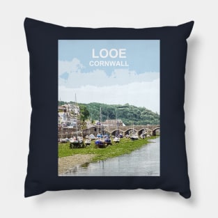 Looe Cornwall. Cornish gift. Travel poster Pillow