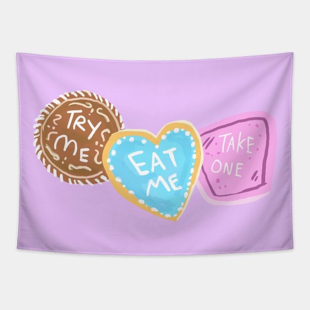 Eat Me Try Me Take One Cookies Tapestry by sky665