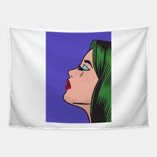 Green Hair Comic Girl Tapestry