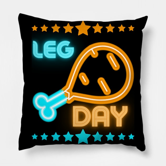 Funny Leg Day Chicken Leg Pillow by MagicTrick