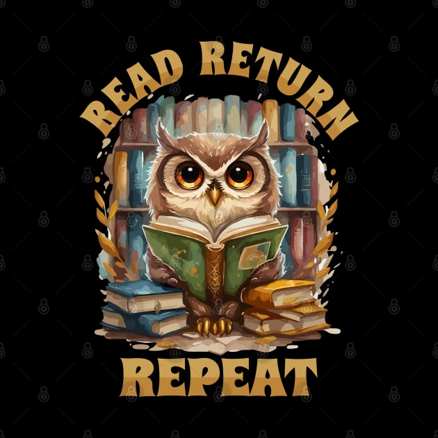 Read Return Repeat Owl with books by Tezatoons