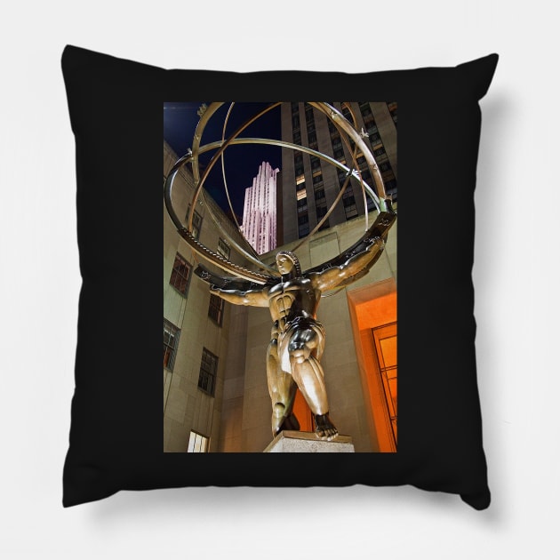 USA. New York. Manhattan. Statue at the Rockefeller Center. Pillow by vadim19