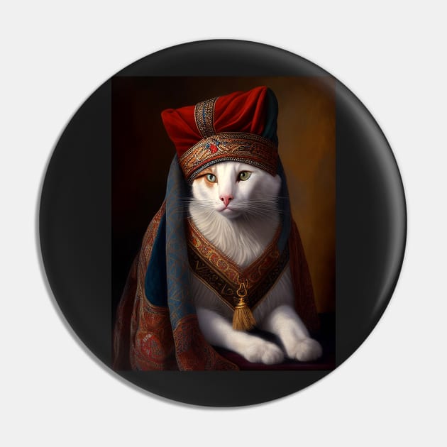 Royal Portrait of a Turkish Van Cat Pin by pxdg