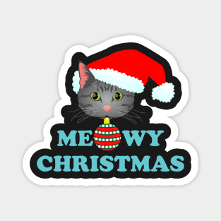 Meowy Christmas 2: Grey Tabby (Blue) Magnet