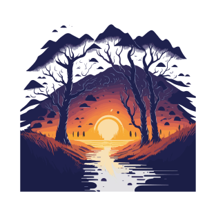 Sunset in the forest. T-Shirt