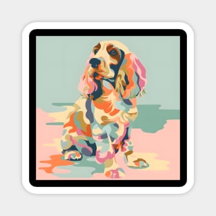 70s English Toy Spaniel Vibes: Pastel Pup Parade Magnet